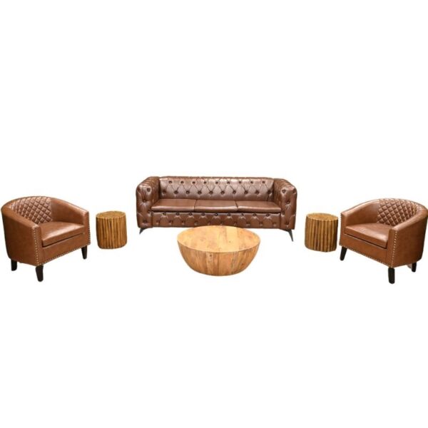 Anastin Brown Leather Lounge Set